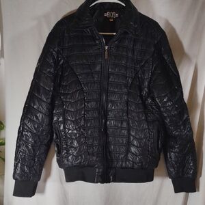 BKYS Black Lightweight Shiny Puffer Jacket - Size XL